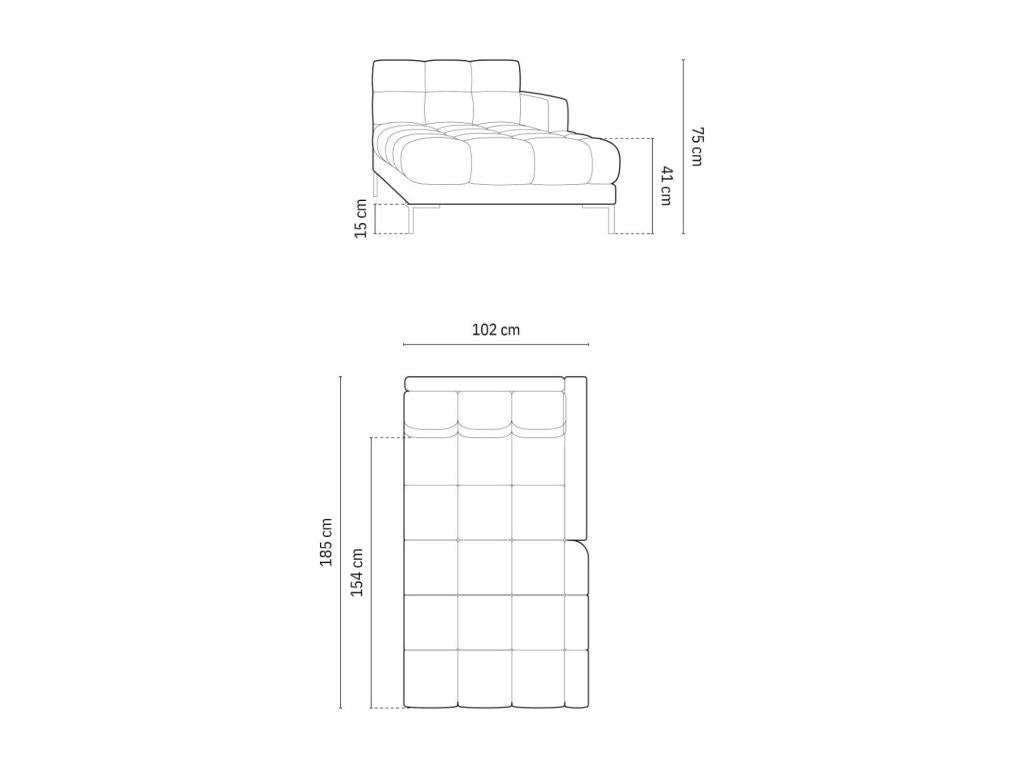 Elariva - Right-facing chaise longue in light grey structural fabric - 185x102x75cm AWIK92137