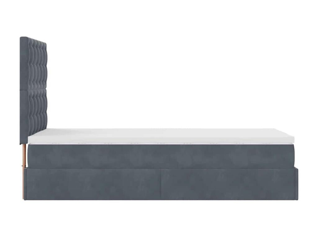 Bed frame with dark grey mattress 100x200 cm velvet TDFK14568