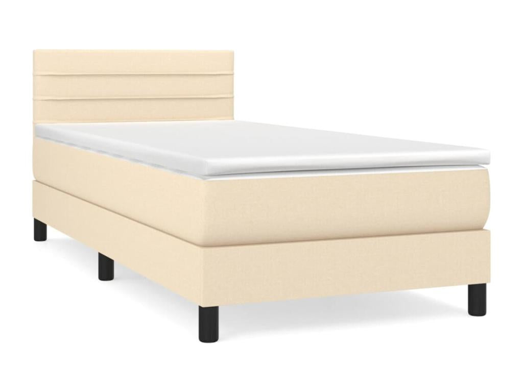 Upholstered bed base with mattress, Cream 100x200 Fabric ISXW15686