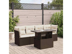 5-piece garden furniture set with cushions, brown woven resin NRSE05920