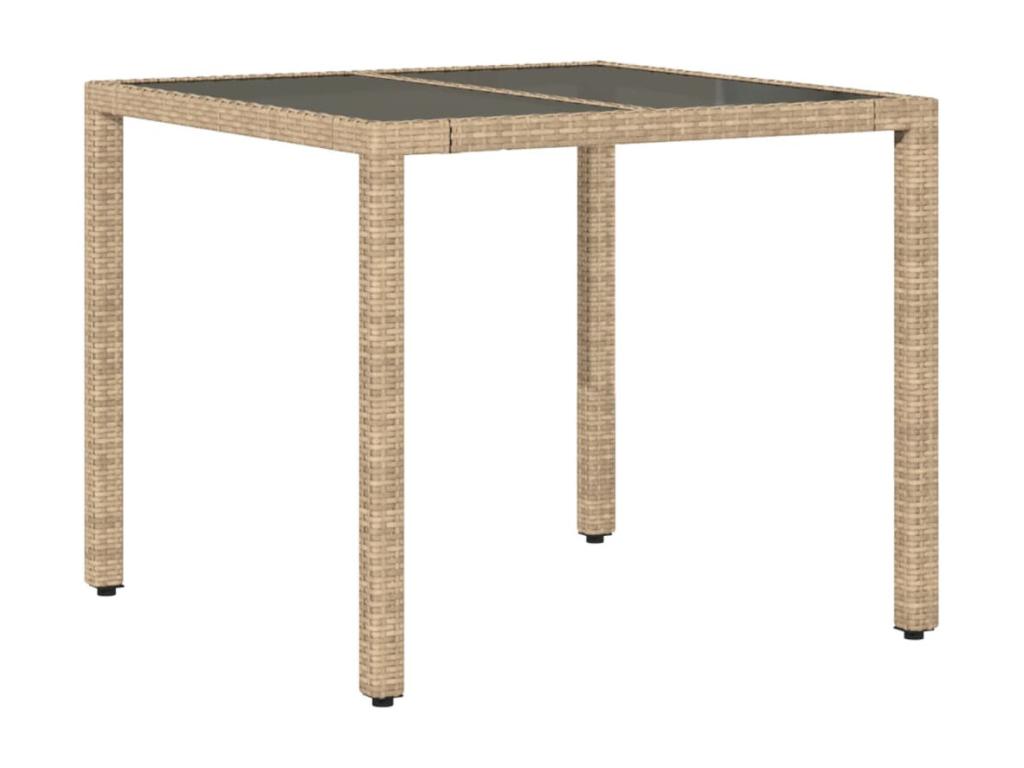 5-piece beige rattan and glass garden dining set and cushions GBAO11938