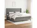 Upholstered bed base with mattress, Dark Grey 200x200cm Fabric VXRM83953