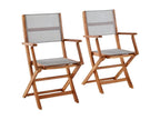 Folding garden armchair in solid wood and grey textilene, set of 2 TFCX71425