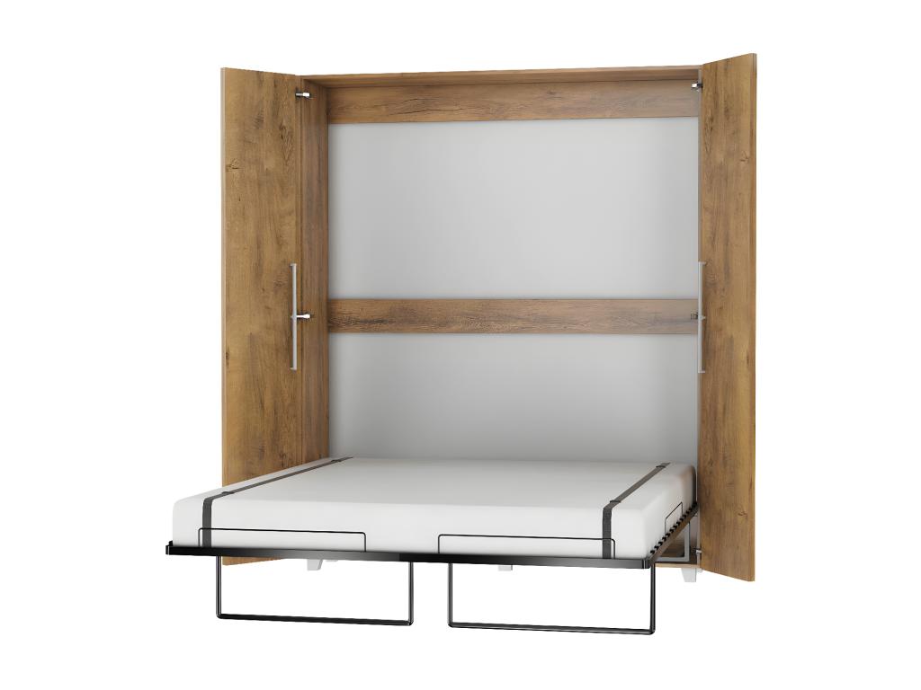 Vertical Murphy Bed 160x200 cm Dark Oak with Door, Todor Wall Bed FDCE07531