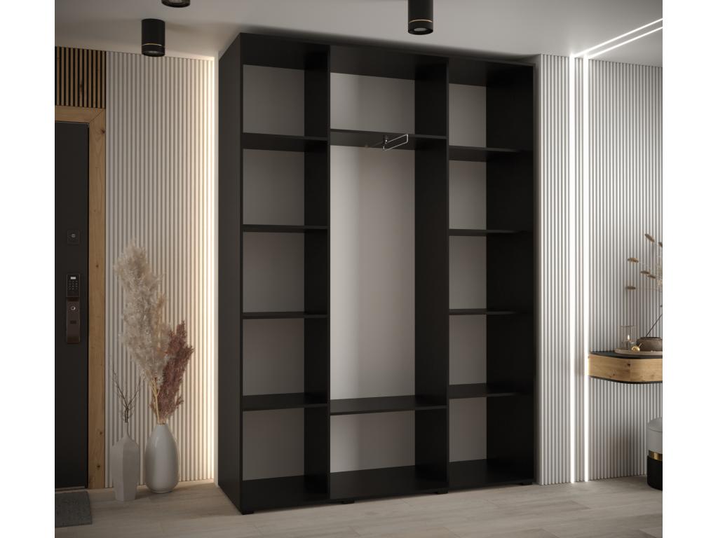 7-Door Sliding Wardrobe 235.2/180/45 3 Doors Black/White/Black QZTB72423