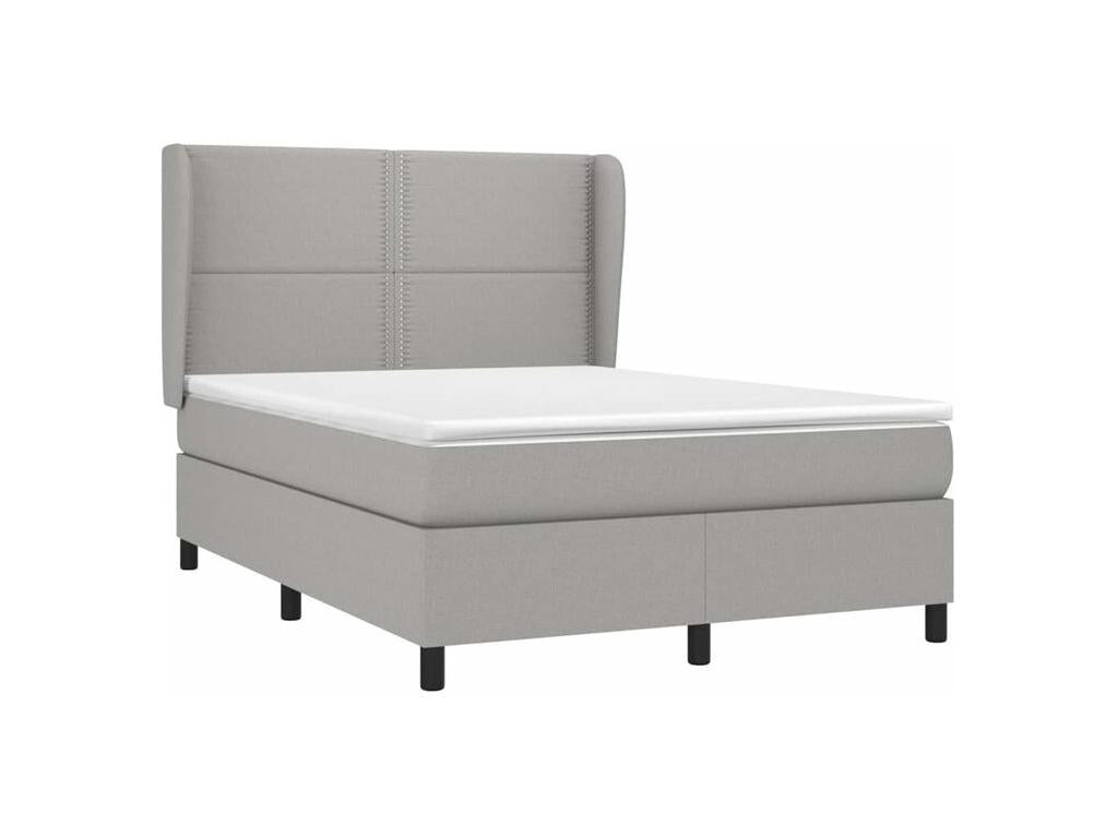 Bed base with mattress, light grey, 140x190 cm, fabric, NMHZ19771