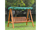 3-seater garden swing with 2 support shelves, 1.95m L x 1.3m W x 1.85m H, max load 360kg, green pine wood, FBPK42874