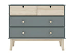 Boisona - 4-Drawer Chest of Drawers in MDF and Pine, Grey, Green and Natural Finish QWLR95924