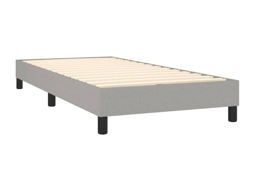Upholstered bed base with mattress, light grey, 90x200 cm, fabric CKQV48781