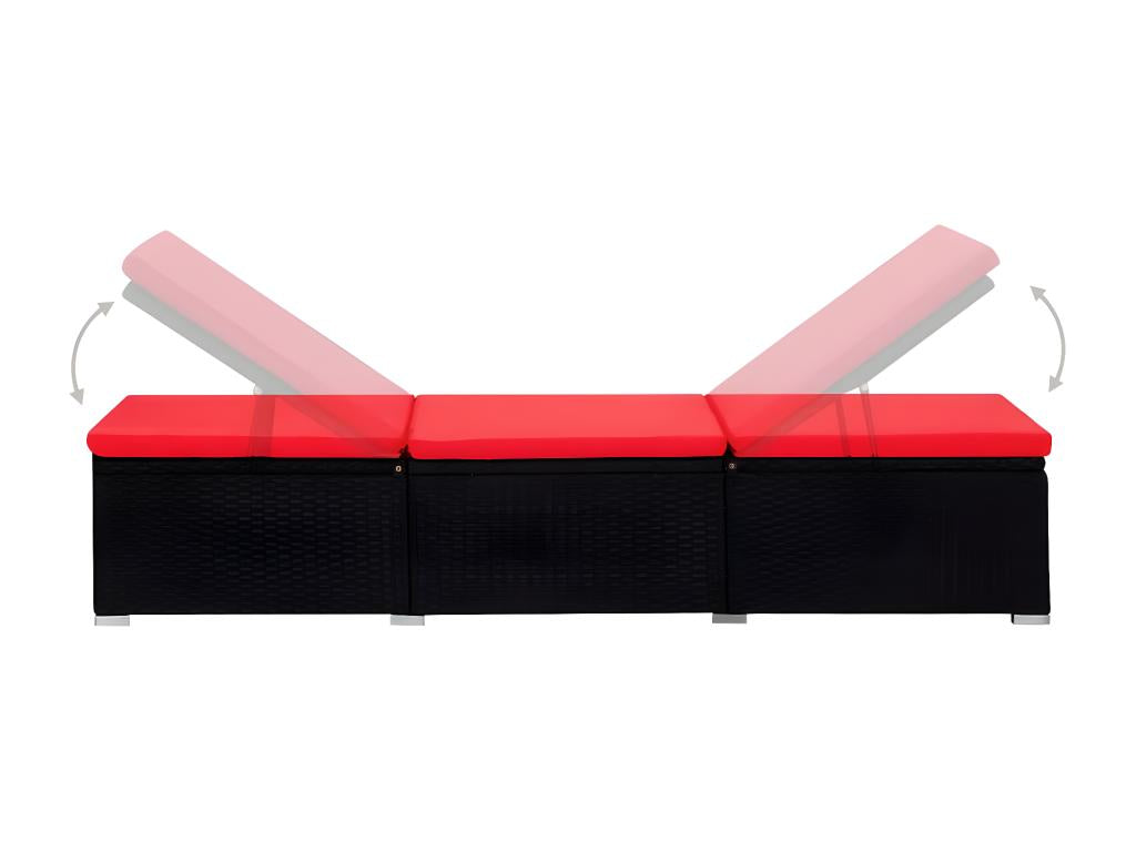 Garden lounge chairs with tea table, 3 pcs, woven resin, black, BZQE08422